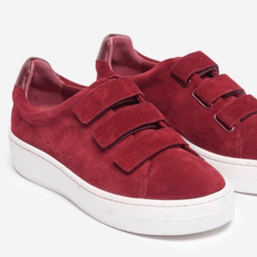 Sandro Red Leather Velcro Sneaker